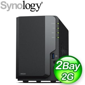 Synology 群暉 DiskStation DS223 2Bay NAS網路儲存伺服器
