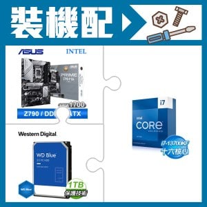 ☆裝機配★ i7-13700KF+華碩 PRIME Z790-P D4-CSM ATX主機板+WD 藍標 1TB 3.5吋硬碟