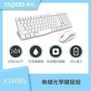 RAPOO 雷柏 X1800S 極簡風 2.4G 無線光學鍵鼠組《白》