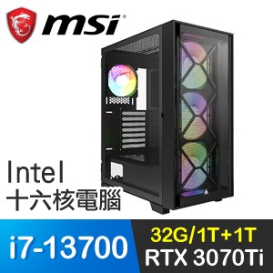 微星系列【暗黑魔法使】i7-13700十六核 RTX3070Ti 水冷電競電腦(32G/1T SSD/1T)