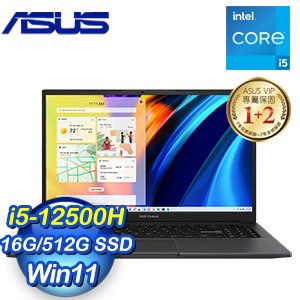 ASUS 華碩 S3502ZA-0242K12500H 15.6吋筆記型電腦《搖滾黑》(i5-12500H/16G/512G SSD/Win11)