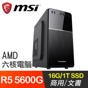 微星系列【冬霜劍舞】5600G六核 商務電腦(16G/1T SSD)