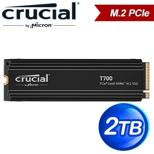 Micron 美光 Crucial T700 2TB PCIe 5.0 NVMe SSD(讀:12400M/寫:11800M)《附散熱片》