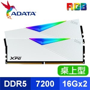 ADATA 威剛 XPG LANCER DDR5-7200 16G*2 RGB炫光記憶體《白》