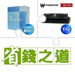 ☆自動省★ G5905《彩盒全球保》(X2)+宏碁 Predator GM7000 1TB M.2 PCIe Gen4x4 SSD(含散熱片)(X3)