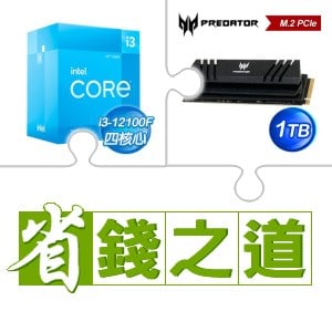 ☆自動省★ i3-12100F(X2)+宏碁 Predator GM7000 1TB M.2 PCIe Gen4x4 SSD(含散熱片)(X3)