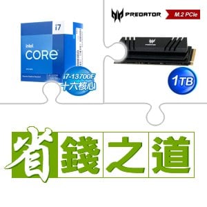 ☆自動省★ i7-13700F(X2)+宏碁 Predator GM7000 1TB M.2 PCIe Gen4x4 SSD(含散熱片)(X2)