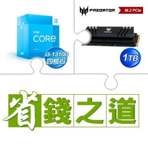 ☆自動省★ i3-13100(X3)+宏碁 Predator GM7000 1TB M.2 PCIe Gen4x4 SSD(含散熱片)(X3)