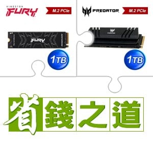 ☆自動省★ 金士頓 FURY Renegade 1TB M.2 PCIe 4.0 SSD(X3)+宏碁 Predator GM7000 1TB M.2 PCIe Gen4x4 SSD(含散熱片)(X2)