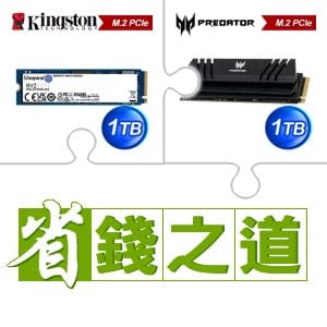 ☆自動省★ 金士頓 NV2 1TB M.2 PCIe 4.0 SSD(X5)+宏碁 Predator GM7000 1TB M.2 PCIe Gen4x4 SSD(含散熱片)(X2)
