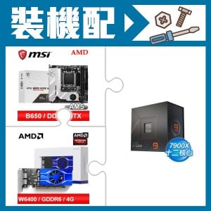 ☆裝機配★ AMD R9 7900X+微星 MPG B650I EDGE WIFI 主機板+AMD Radeon Pro W6400 4G 64bit 專業繪圖卡