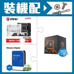 ☆裝機配★ AMD R9 7900+微星 MPG B650I EDGE WIFI 主機板+WD 藍標 1TB 3.5吋硬碟