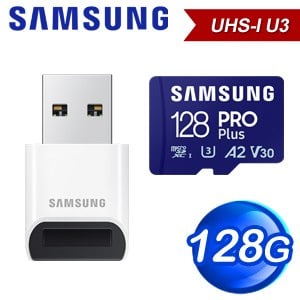 Samsung 三星 PRO Plus microSDXC UHS-I(U3) 128G記憶卡(MB-MD128SB)(附讀卡機)
