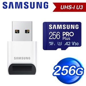 Samsung 三星 PRO Plus microSDXC UHS-I(U3) 256G記憶卡(MB-MD256SB)(附讀卡機)
