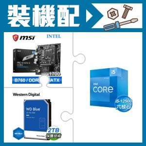 ☆裝機配★ i5-12500+微星 PRO B760M-E DDR4 MATX主機板+WD 藍標 2TB 3.5吋硬碟