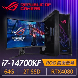 華碩系列【極速策略】i7-14700KF二十核 RTX4080 ROG電腦(64G/2T SSD)《主機+LCD》