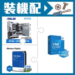 ☆裝機配★ i5-14600KF+華碩 PRIME Z790-A WIFI-CSM D5 ATX主機板+WD 藍標 2TB 3.5吋硬碟