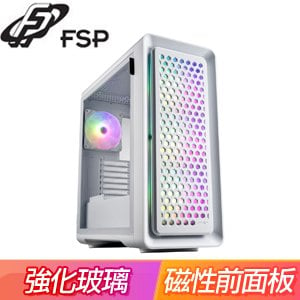FSP 全漢【CUT593P(W)】雙面玻璃透側 ATX電腦機殼《白》(顯卡長40/CPU高17.5)