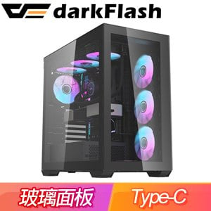 darkFlash 大飛 DLX4000 玻璃版 E-ATX 玻璃透側機殼《黑》(顯卡長42.5/CPU高18)