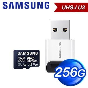 Samsung 三星 PRO Ultimate microSDXC UHS-I(U3) 256G記憶卡(MB-MY256SB/WW)(附讀卡機)