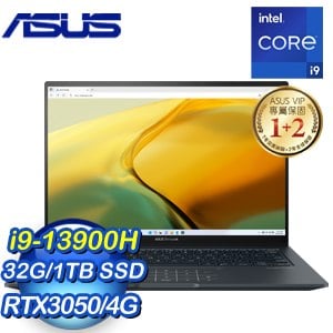 ASUS 華碩 UX3404VC-0072G13900H 14.5吋筆電《墨灰色》(i9-13900H/32G/RTX3050/1TB PCIe)