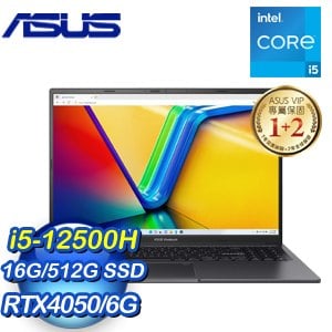 ASUS 華碩 K3605ZU-0032K12500H 16吋筆電《搖滾黑》(i5-12500H/16G/512G/RTX4050)