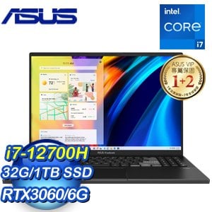 ASUS 華碩 N7601ZM-0028K12700H 16吋筆電《零度黑》(i7-12700H/32G/1TB/RTX3060)