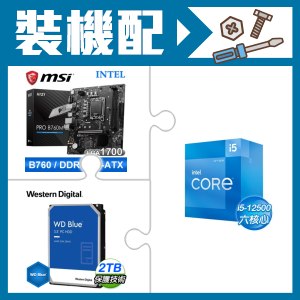 ☆裝機配★ i5-12500+微星 PRO B760M-E D5 MATX主機板+WD 藍標 2TB 3.5吋硬碟