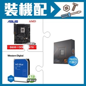 ☆裝機配★ AMD R5 7600X+華碩 TUF GAMING B650-E WIFI ATX主機板+WD 藍標 1TB 3.5吋硬碟