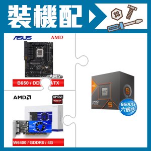 ☆裝機配★ AMD R5 8600G+華碩 TUF GAMING B650-E WIFI ATX主機板+AMD Radeon Pro W6400 4G 64bit 專業繪圖卡