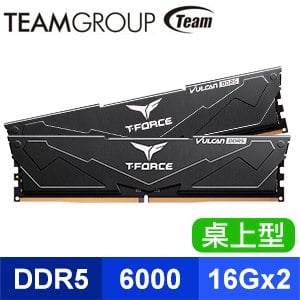 TEAM 十銓 T-FORCE VULCAN DDR5-6000 32G(16G*2) 記憶體《黑》(CL38/支援XMP&EXPO)