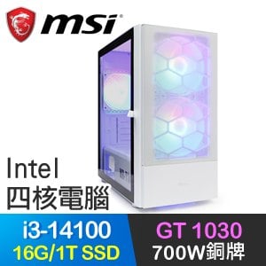 微星系列【炫技大師】i3-14100四核 GT1030 電玩電腦(16G/1T SSD)
