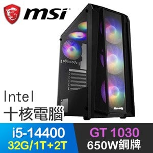 微星系列【海潮之音】i5-14400十核 GT1030 電玩電腦(32G/1T SSD+2T)