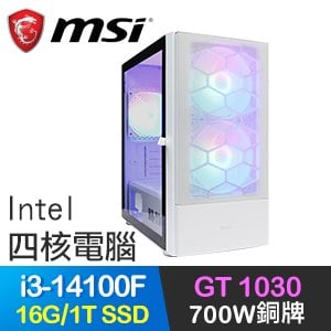 微星系列【空戰奇兵】i3-14100F四核 GT1030 電玩電腦(16G/1T SSD)
