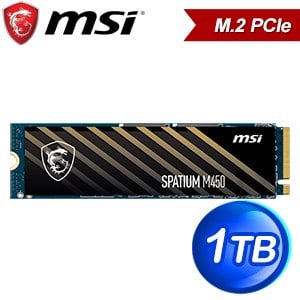 MSI 微星 SPATIUM M450 1TB PCIe 4.0 NVMe M.2 SSD固態硬碟(讀:3600M/寫:3000M)