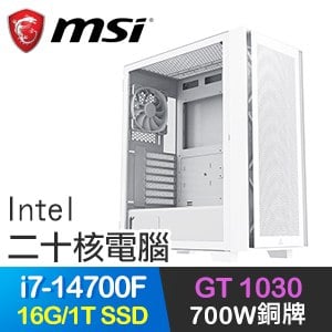 微星系列【風華靈魂】i7-14700F二十核 GT1030 文書電腦(16G/1TB SSD)