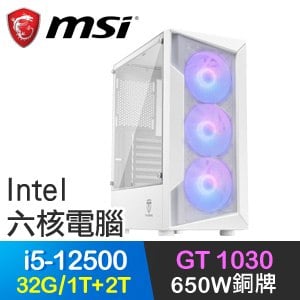 微星系列【王者戰嚎】i5-12500六核 GT1030 電玩電腦(32G/1T SSD+2T)