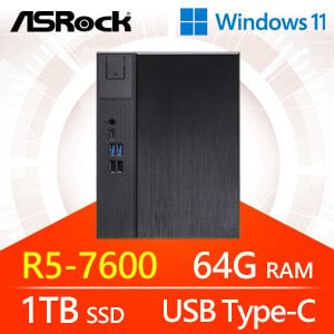 華擎系列【小天捷星Win】R5-7600六核 小型電腦(64G/1T SSD/Win11)《Meet X600》