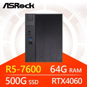 華擎系列【小名神劍】R5-7600六核 RTX4060 小型電腦(64G/500G SSD)《Meet X600》