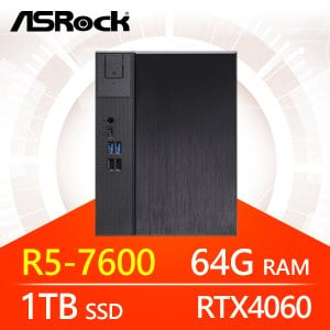 華擎系列【小達摩劍】R5-7600六核 RTX4060 小型電腦(64G/1T SSD)《Meet X600》