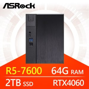 華擎系列【小斬月槍】R5-7600六核 RTX4060 小型電腦(64G/2T SSD)《Meet X600》