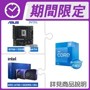 i5-12400F+華碩 TUF GAMING B760M-PLUS II D5 M-ATX主機板+Intel Arc A750 8G 28 Core 顯示卡
