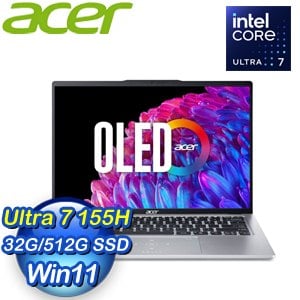 Acer 宏碁 Swift GO SFG14-73-790E 14吋OLED輕薄AI筆電(Ultra 7 155H/32G/512G/W11)
