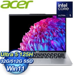 Acer 宏碁 Swift GO SFG14-73T-50NA 14吋 輕薄AI筆電(Ultra 5 125H/32G/512G/W11)