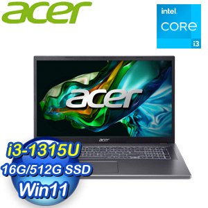 Acer 宏碁 Aspire 5 A517-58M-393F 17.3吋 輕薄強效筆電(i3-1315U/16G/512G/W11)