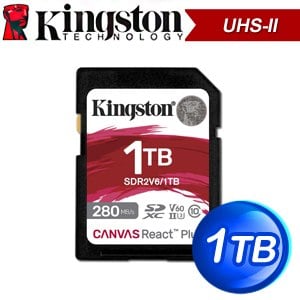 Kingston 金士頓 Canvas React Plus V60 1TB SDXC UHS-II 記憶卡 SDR2V6/1TB