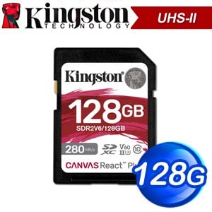 Kingston 金士頓 Canvas React Plus V60 128GB SDXC UHS-II 記憶卡 SDR2V6/128GB