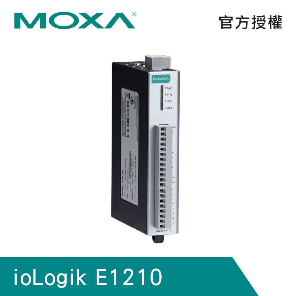 MOXA ioLogik E1210 16通道 乙太網路遠端I/O 配備2組乙太網路交換埠 16xDI