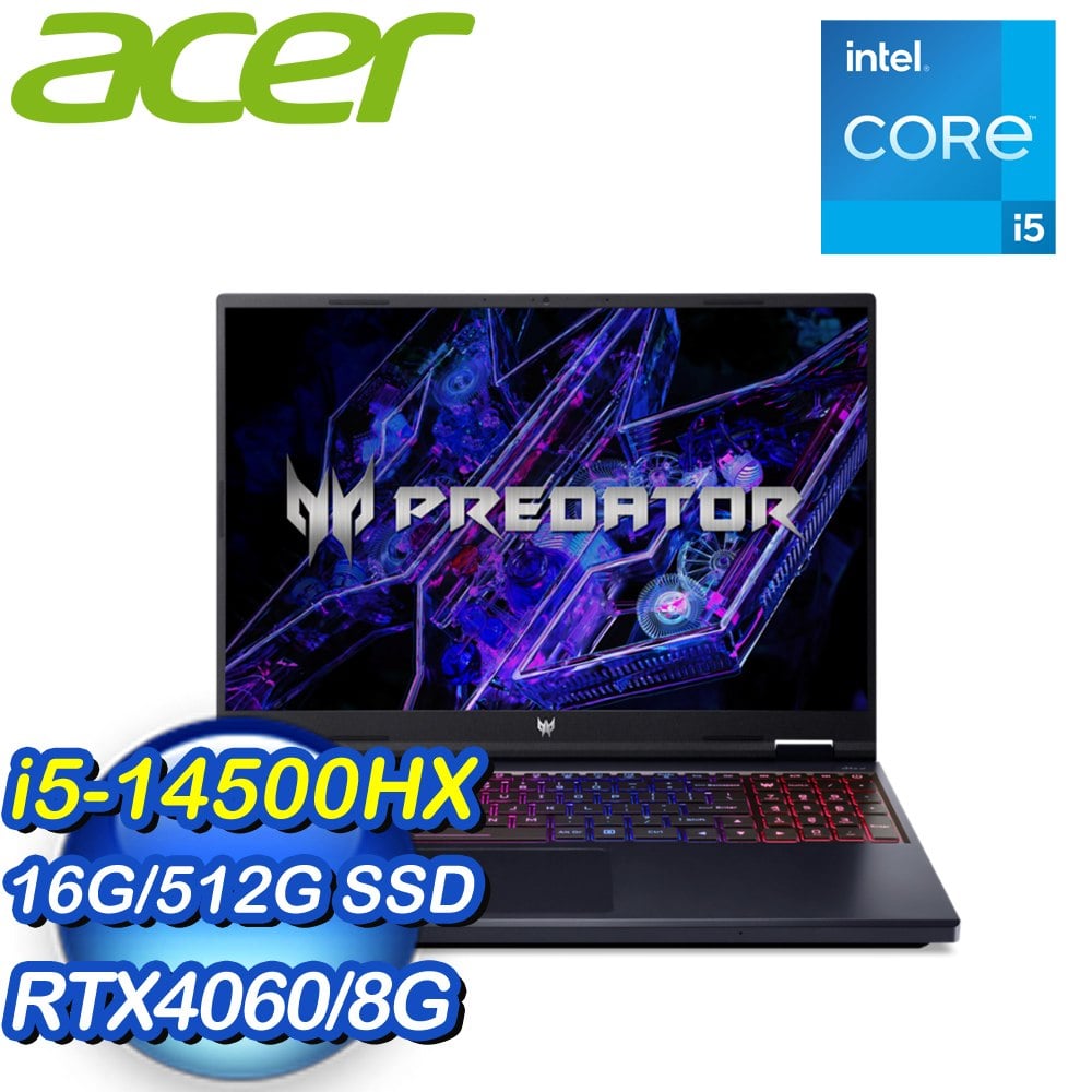 Acer 宏碁 Predator Helios Neo PHN16-72-5271 16型 掠奪者電競筆電 (i5-14500HX/16GB/512GB/RTX4060/WIN11)《黑》