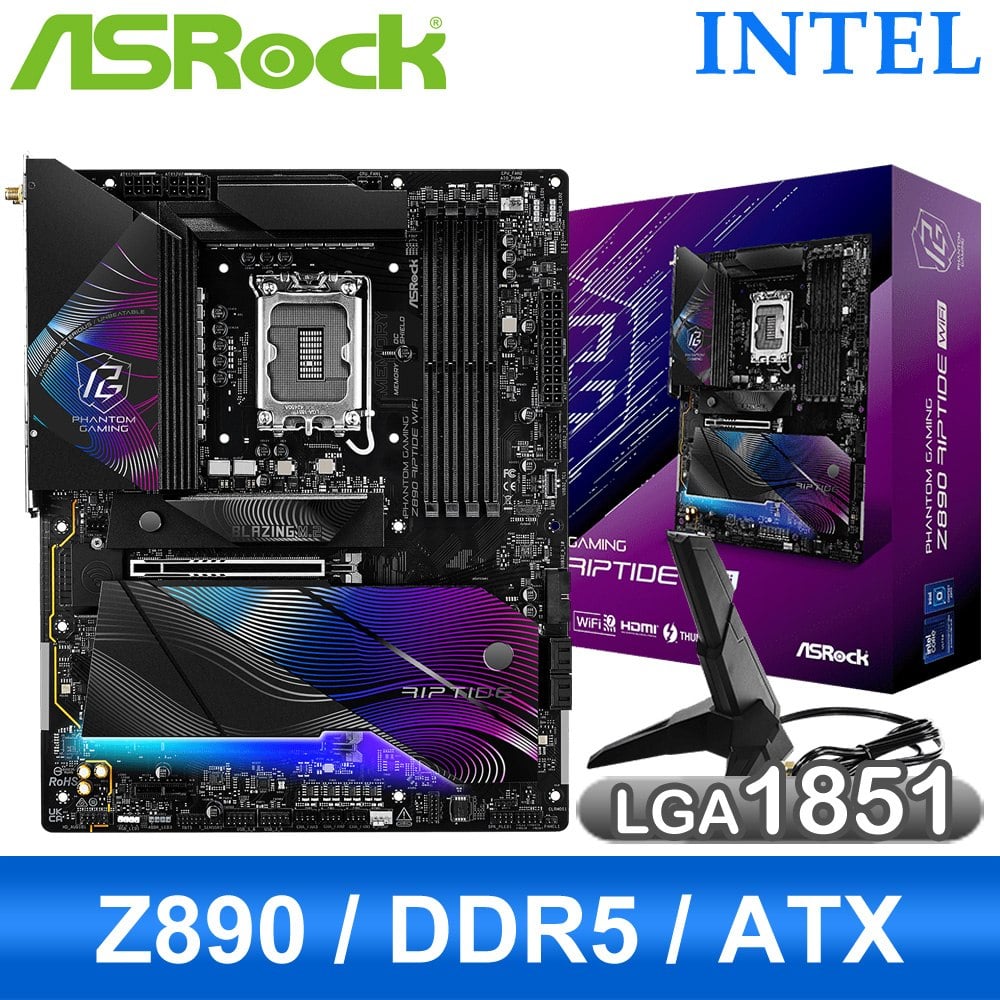 ASRock 華擎 Z890 Riptide WiFi D5 LGA1851主機板(ATX/3+2年保)